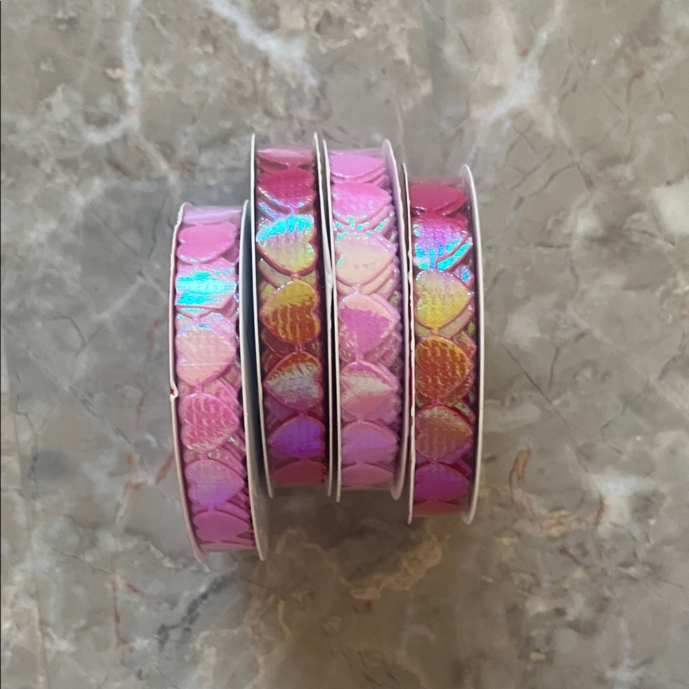 Arts and crafts Red and pink Ribbon Set holographic hearts